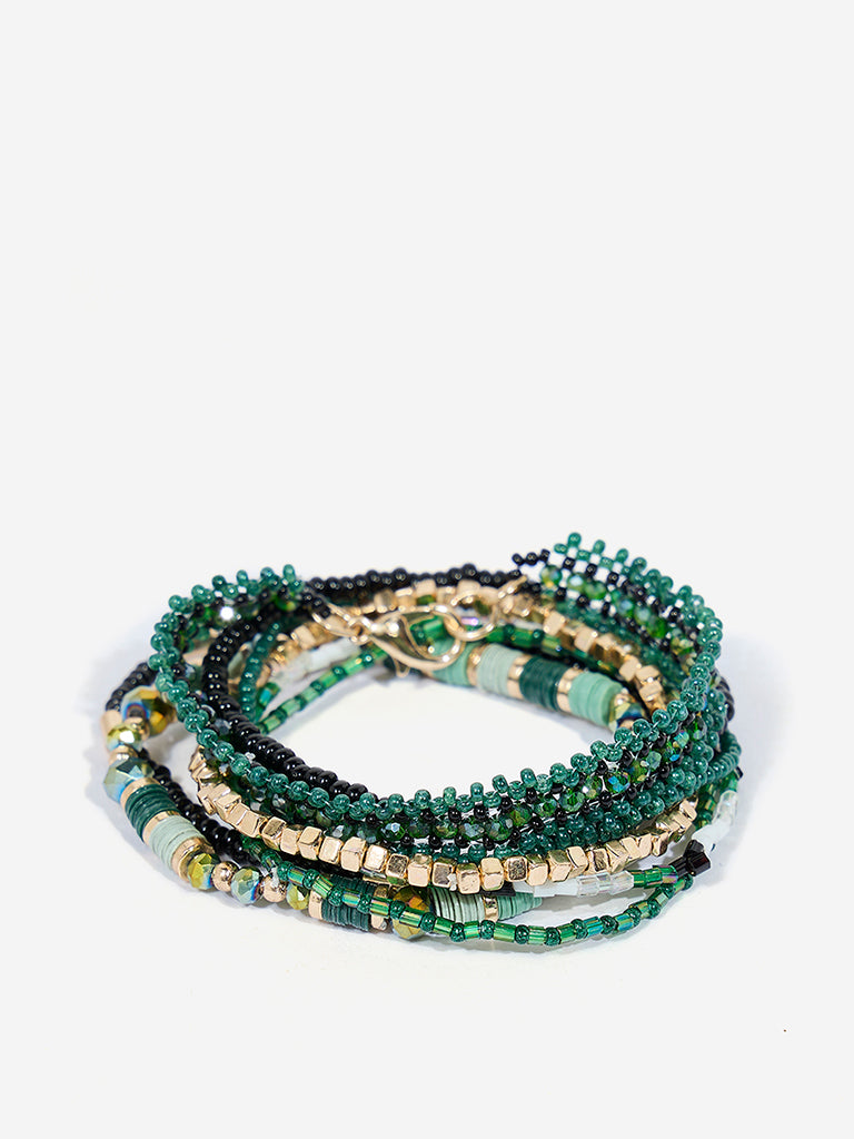 Westside Accessories Green Stackable Beaded Bracelet