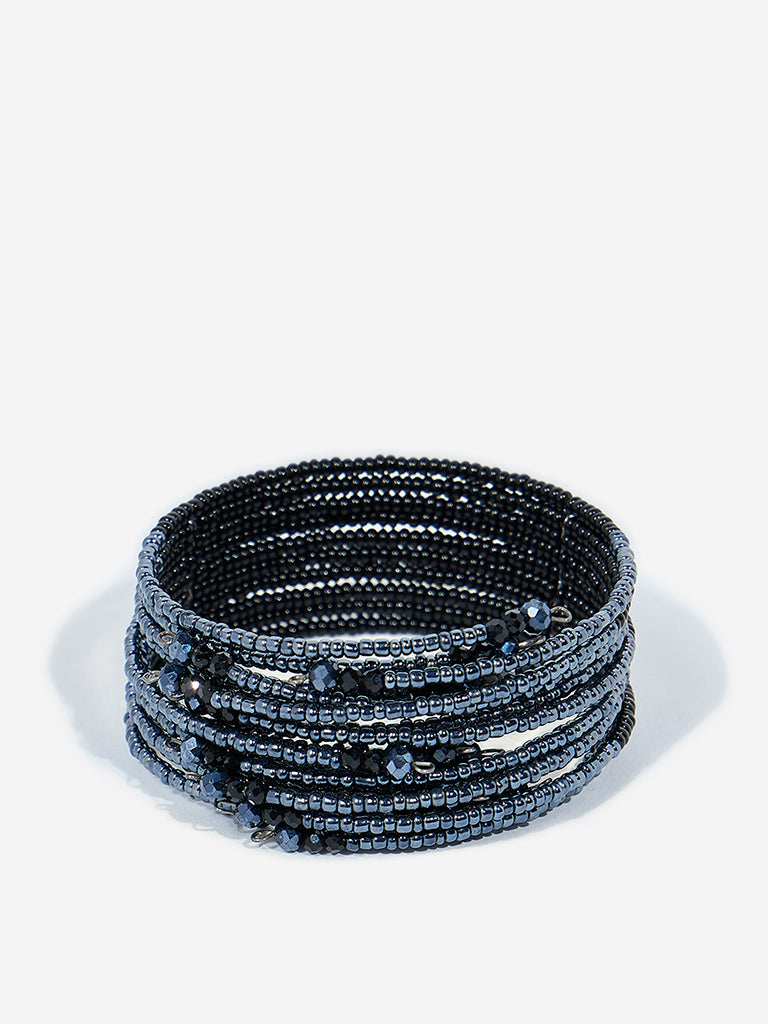 Westside Accessories Black Beaded Cuff Bracelet