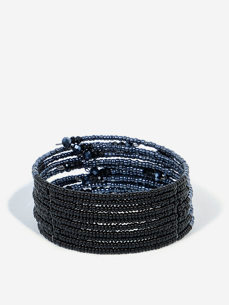 Westside Accessories Black Beaded Cuff Bracelet