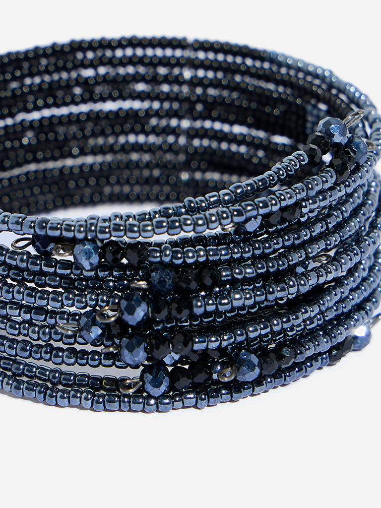 Westside Accessories Black Beaded Cuff Bracelet