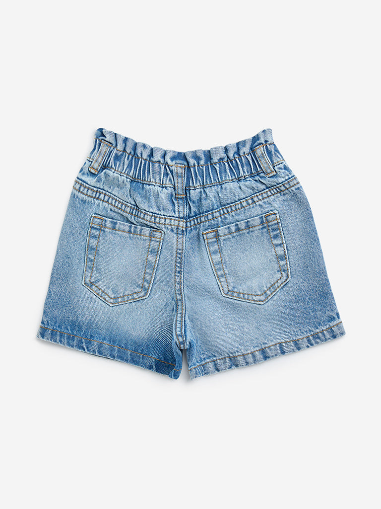 HOP Kids Blue Mid-Rise Denim Shorts