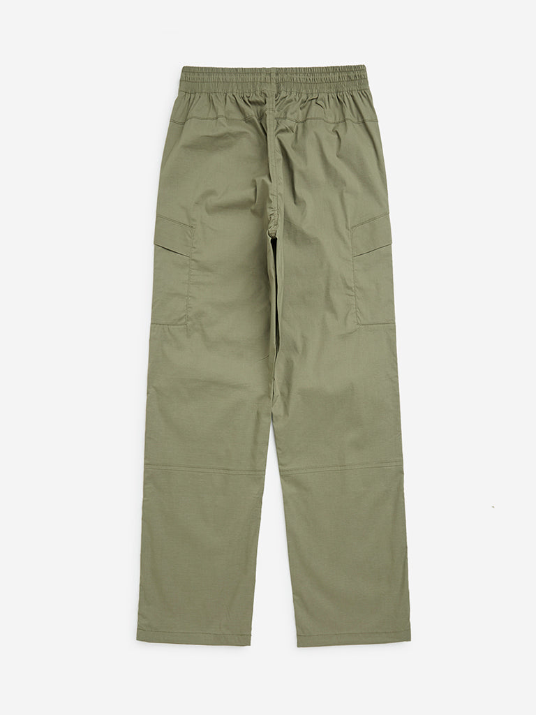 Y&F Kids Olive Mid-Rise Cotton-Blend Pants
