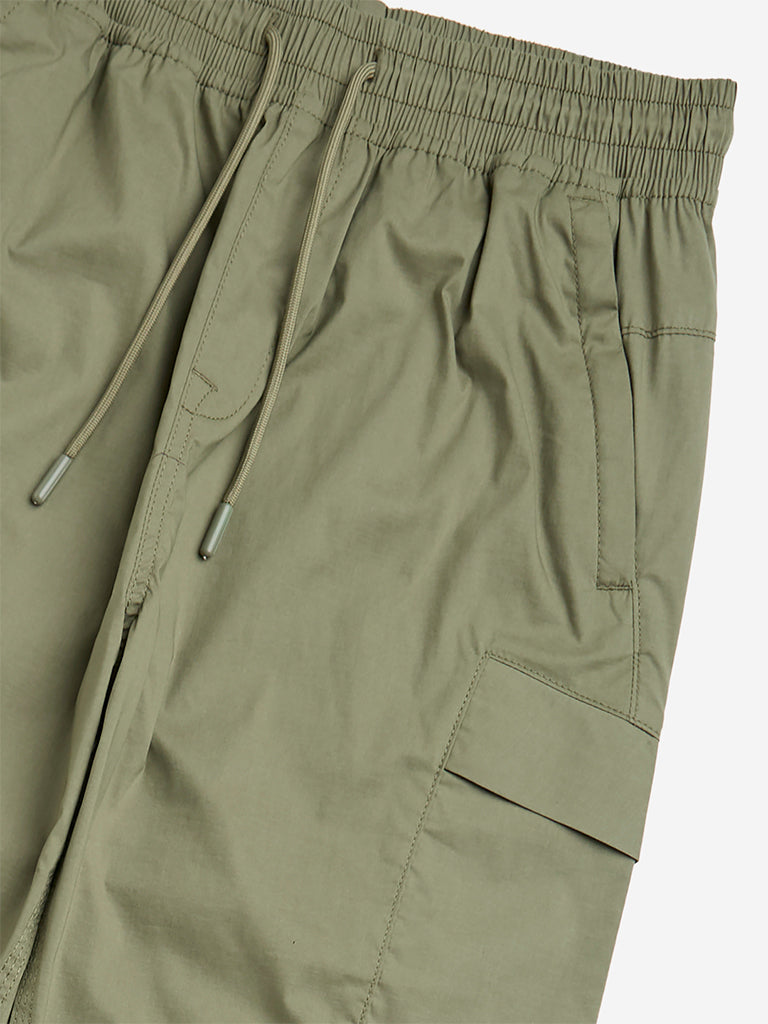 Y&F Kids Olive Mid-Rise Cotton-Blend Pants
