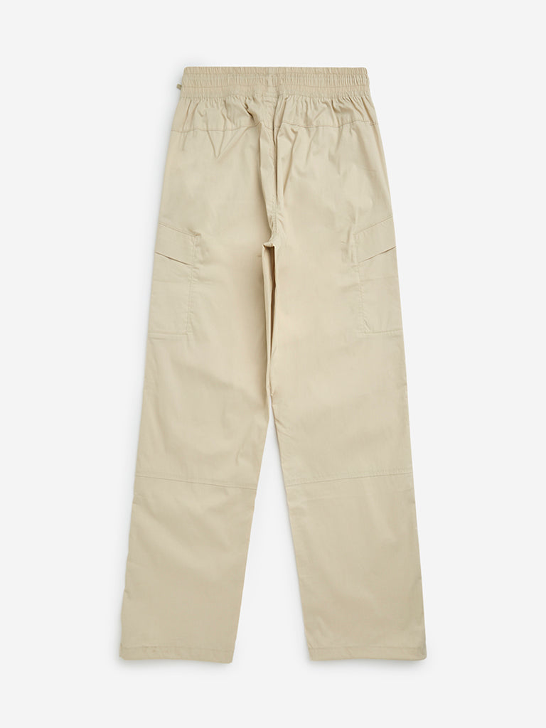 Y&F Kids Beige Mid-Rise Cotton-Blend Pants