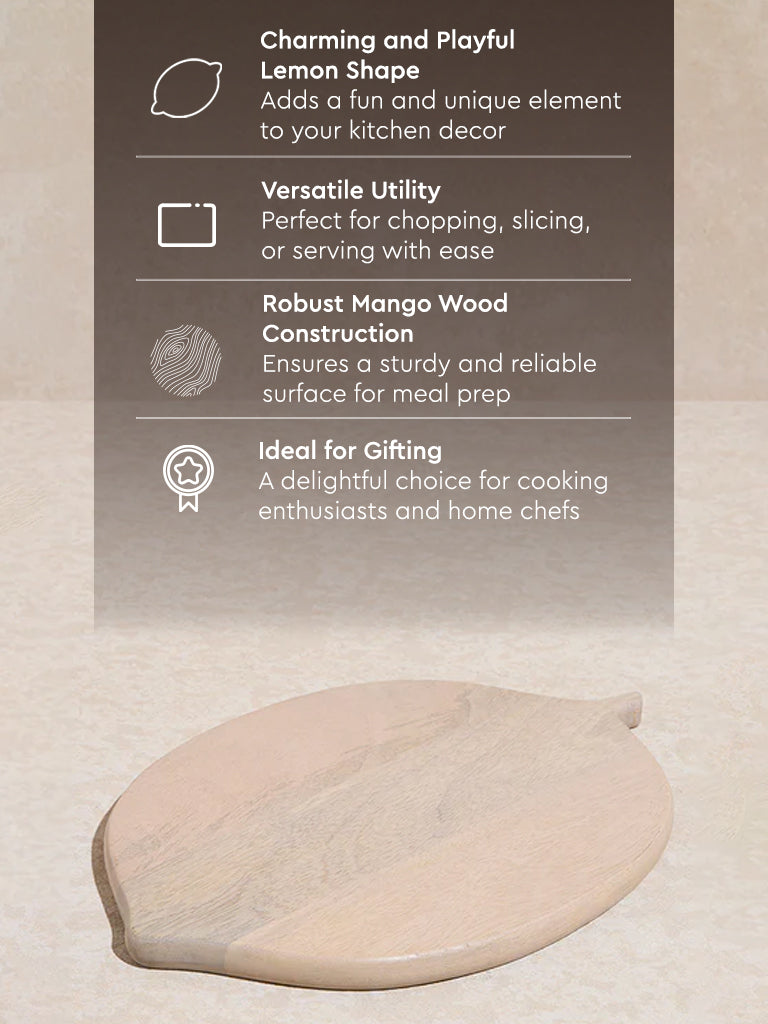 Westside Home Beige Lemon -Shaped Wooden Chopping Board