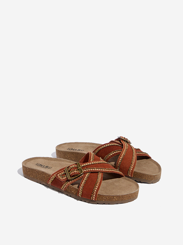 LUNA BLU Rust Criss-Cross Design Slides