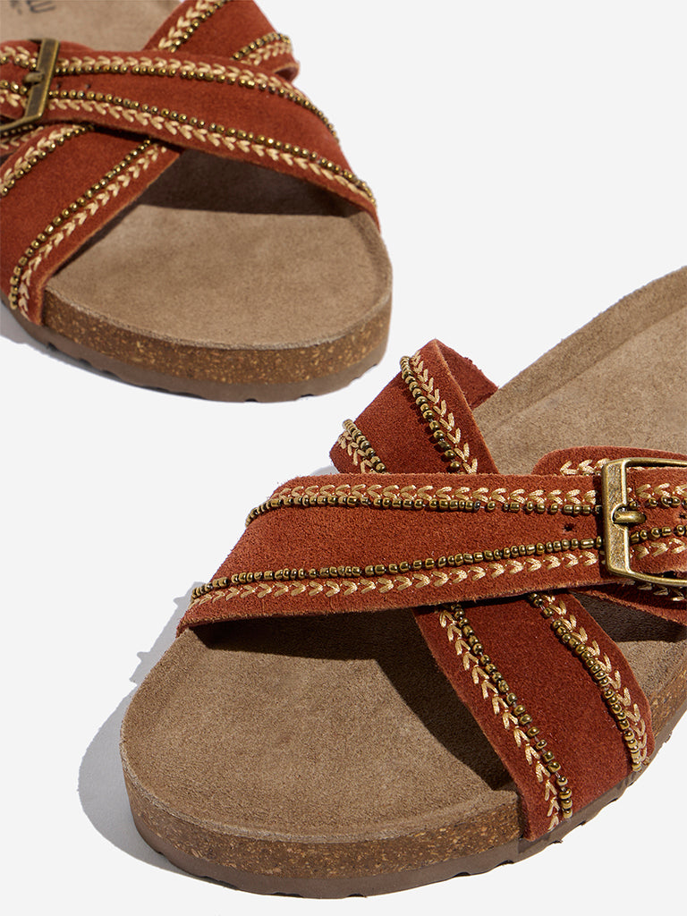 LUNA BLU Rust Criss-Cross Design Slides