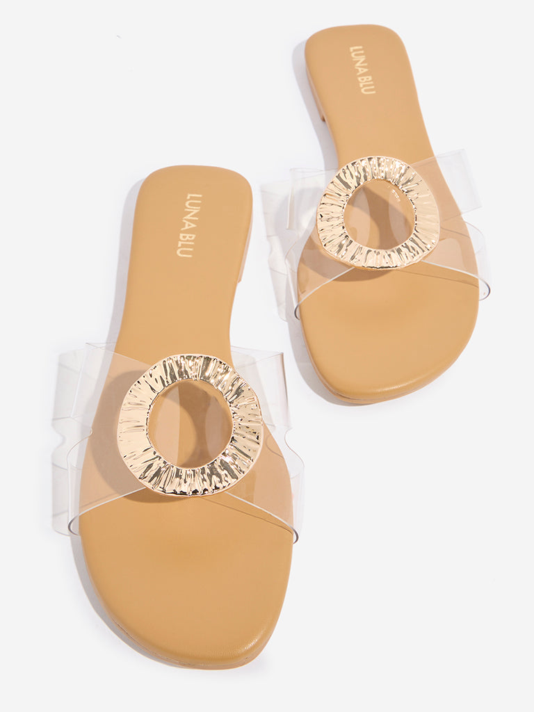 Westside LUNA BLU Women's Clear Hardware-Detailed Slides Top View