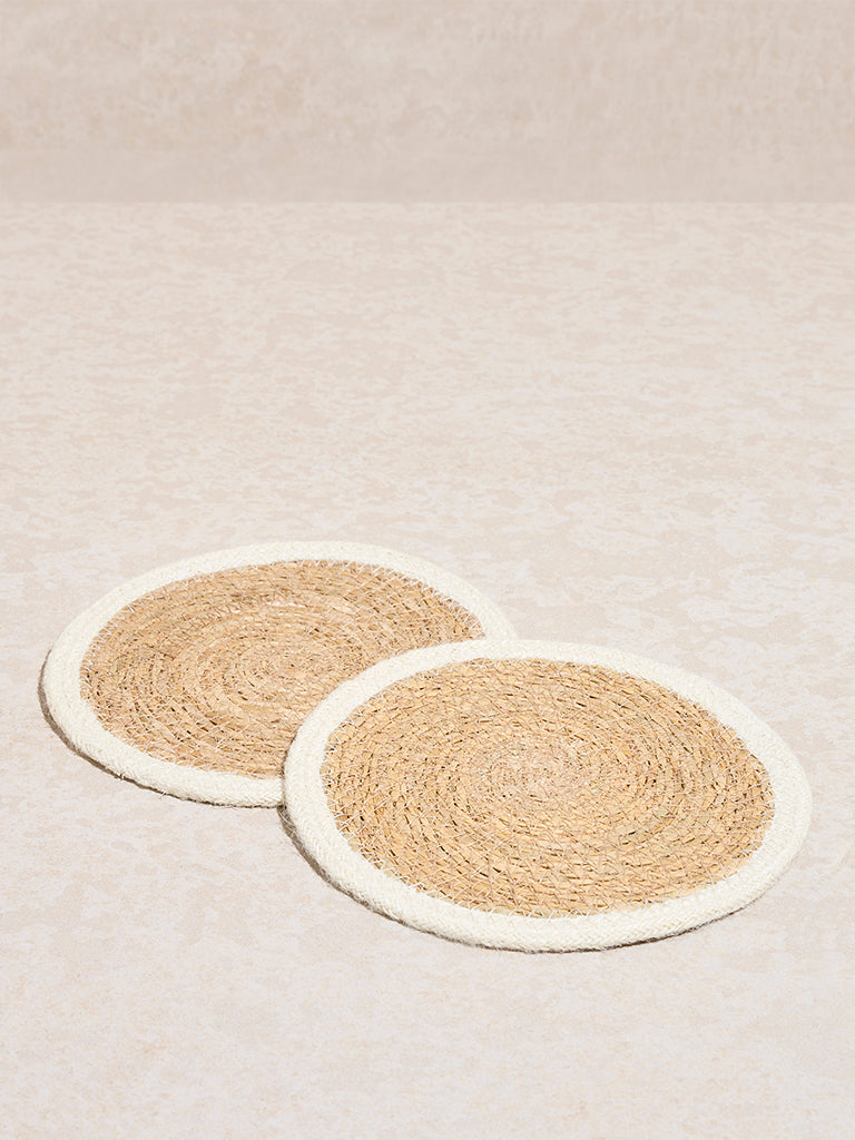 Westside Home Beige Braided Jute Trivet (Set of 2)