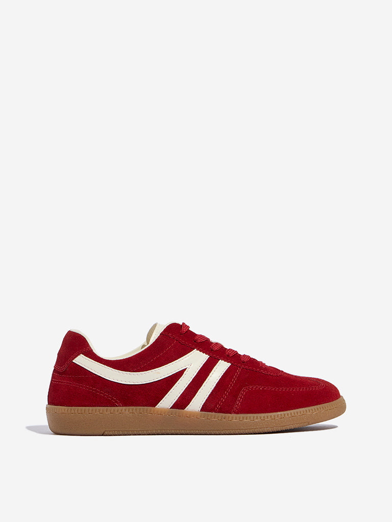 Buy LUNA BLU Red Faux-Suede Lace-Up Sneakers from Westside