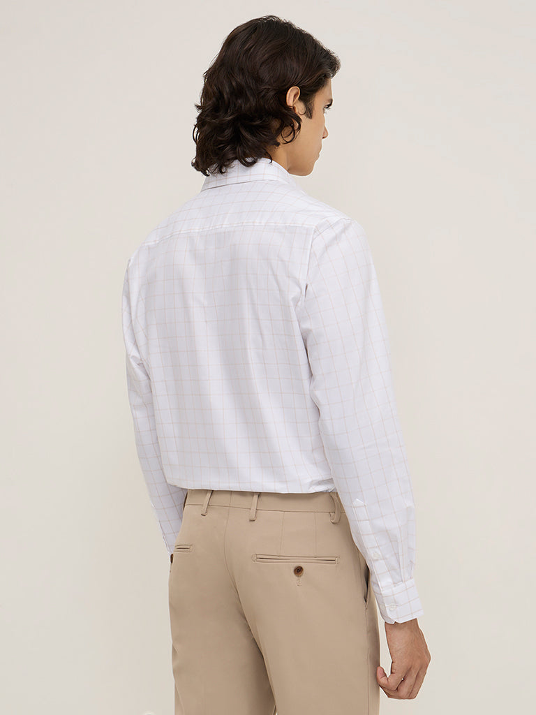 WES Formals White Checkered Relaxed-Fit Cotton Shirt