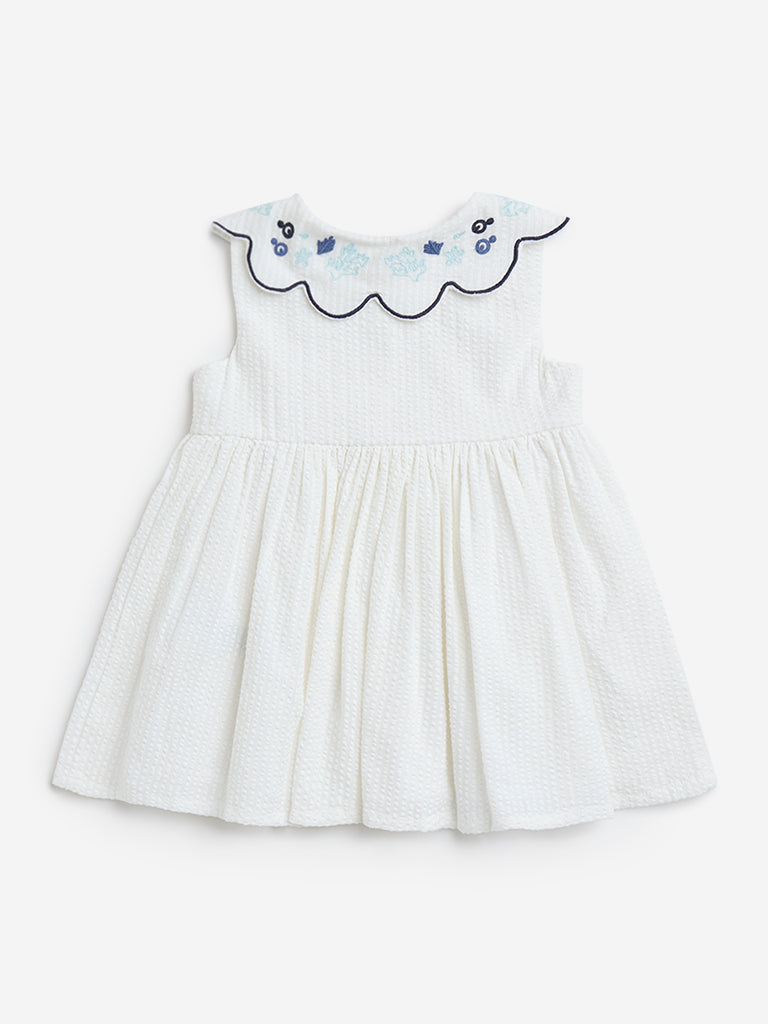 HOP Baby White Seersucker Cotton A-Line Dress