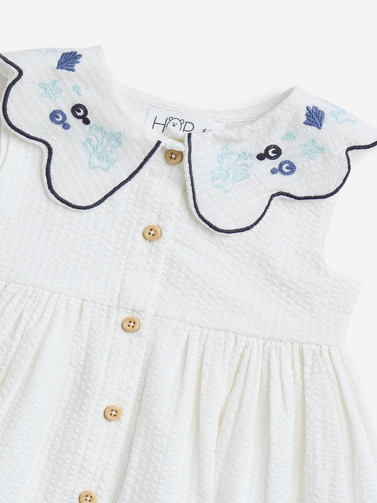 HOP Baby White Seersucker Cotton A-Line Dress
