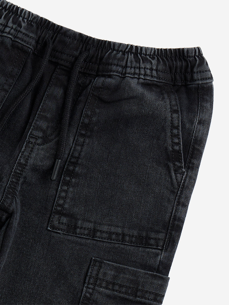 Westside HOP Kids Charcoal Relaxed-Fit Mid-Rise Jeans for Casual Wear Zoomed View