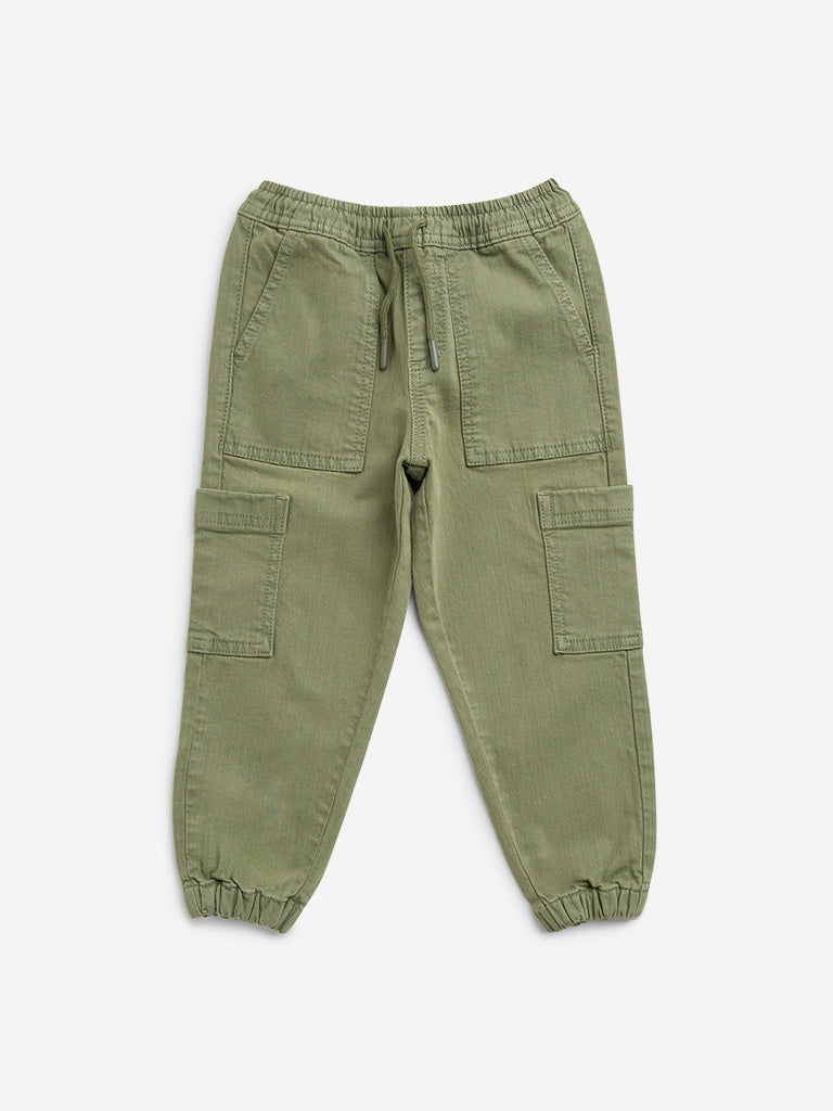 HOP Kids Olive Relaxed - Fit Mid - Rise Jeans