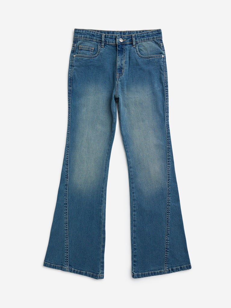 Y&F Kids Blue Wide Leg - Fit High - Rise Jeans