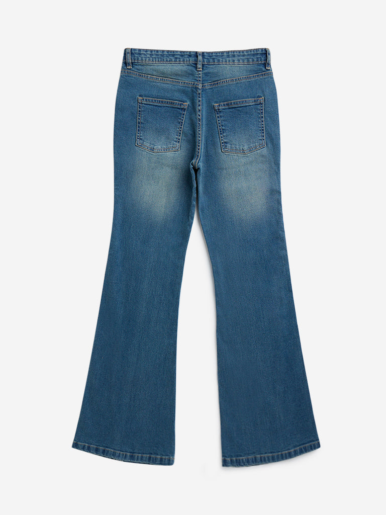 Y&F Kids Blue Wide Leg - Fit High - Rise Jeans