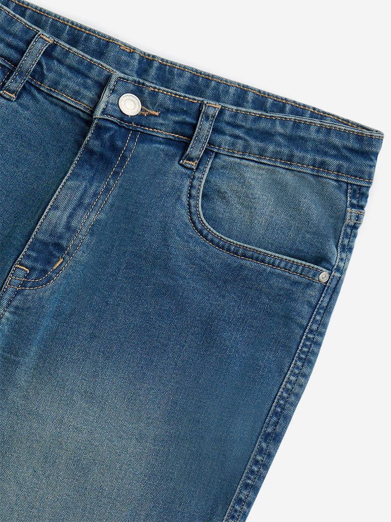 Y&F Kids Blue Wide Leg - Fit High - Rise Jeans