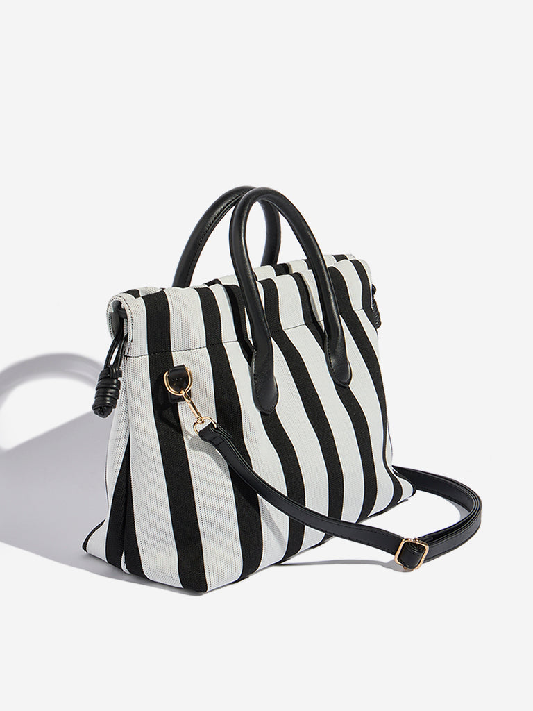Westside Black Zebra Striped Tote Bag