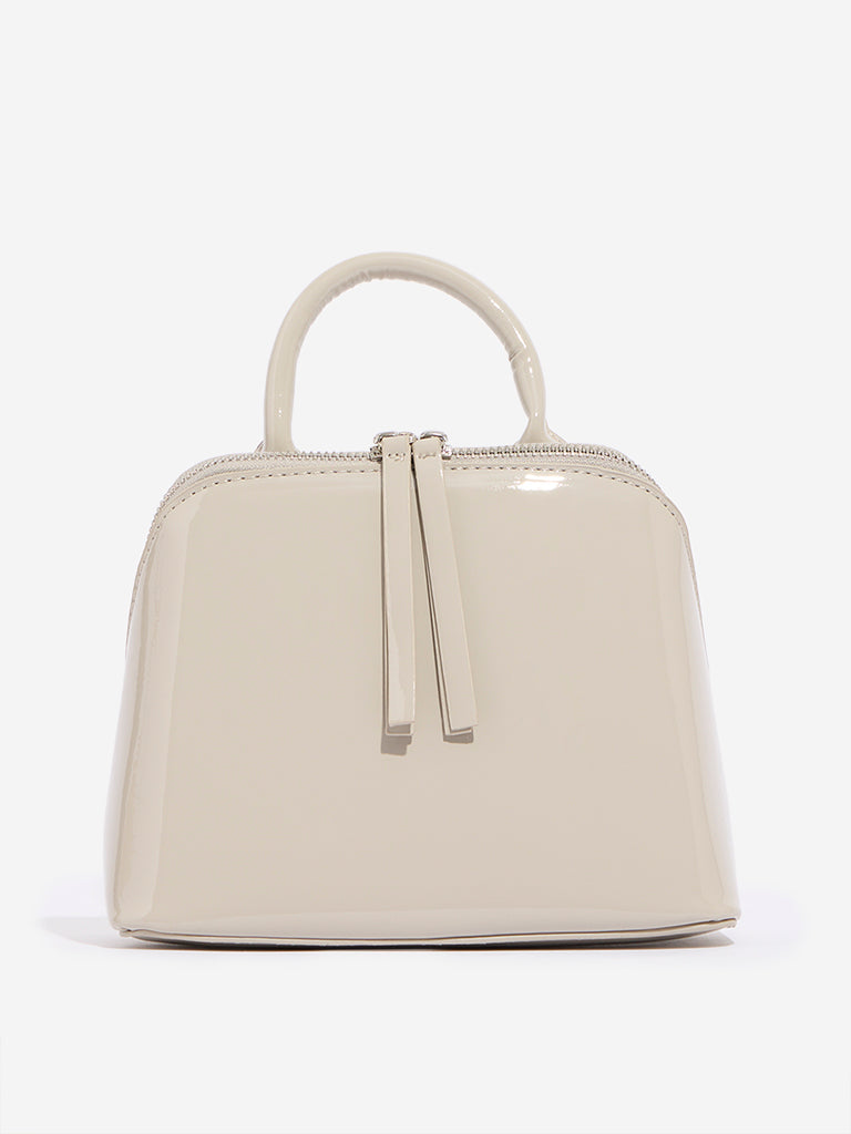 Westside Taupe Glossy Shoulder Bag