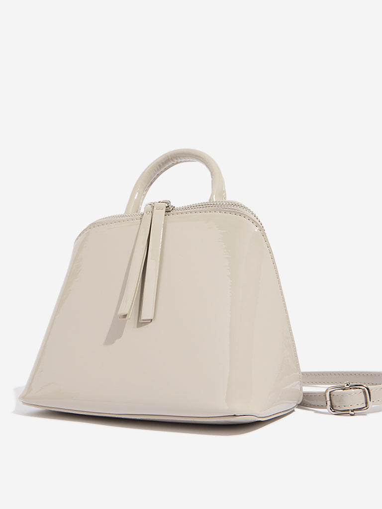 Westside Taupe Glossy Shoulder Bag