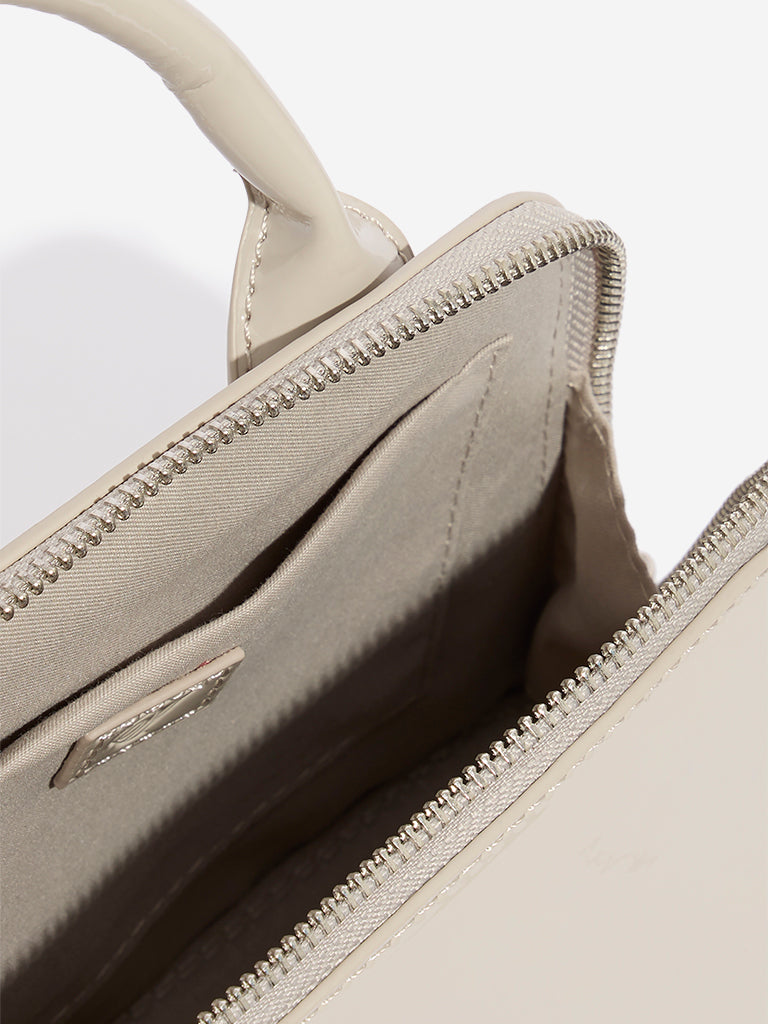 Westside Taupe Glossy Shoulder Bag