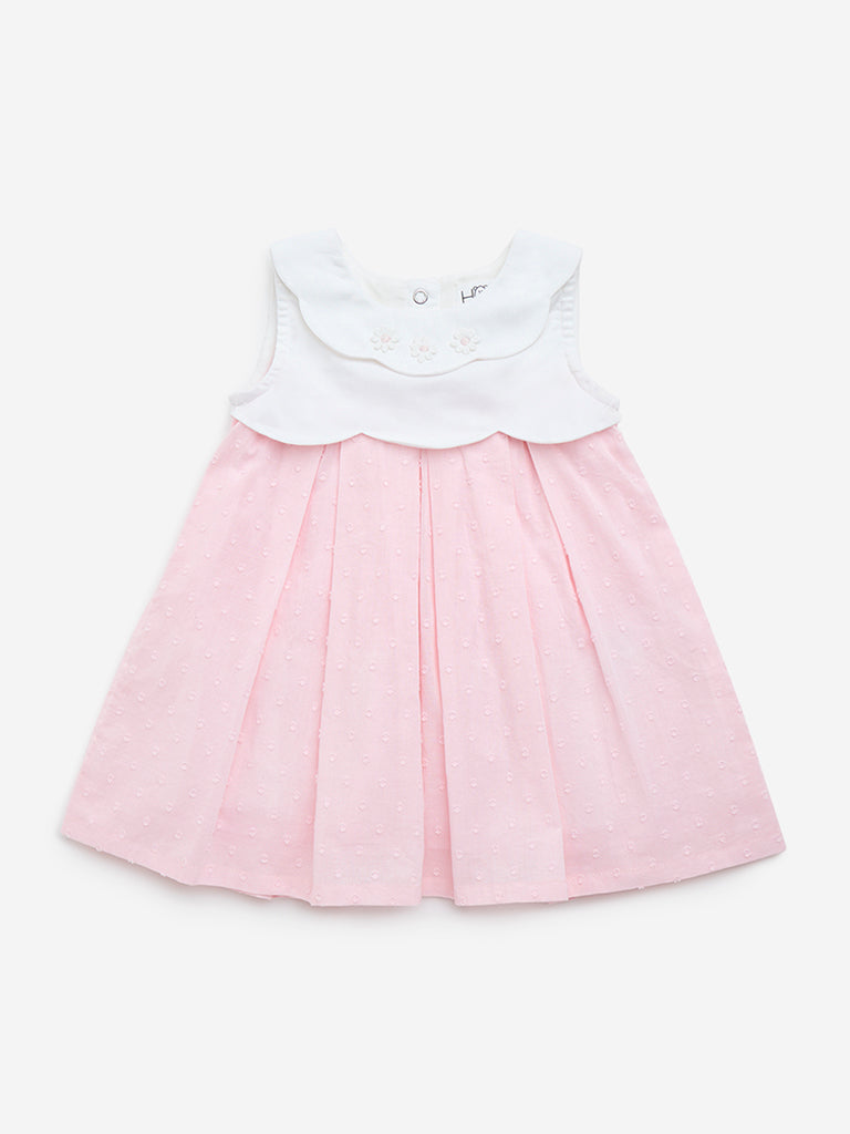 Buy HOP Baby Pink Floral Embroidered Cotton A-Line Dress from Westside