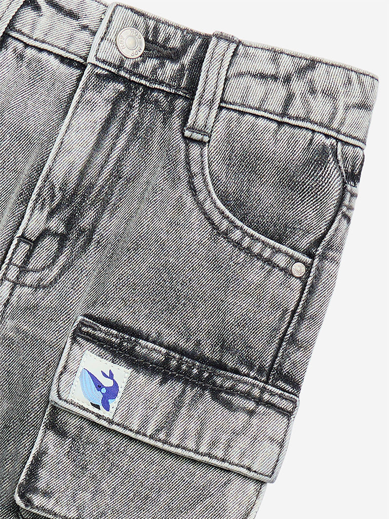 HOP Kids Grey Mid-Rise Denim Shorts