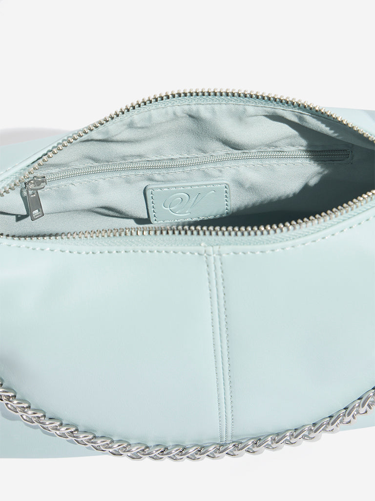 Westside Blue Buckle-Detailed Top Hand Bag