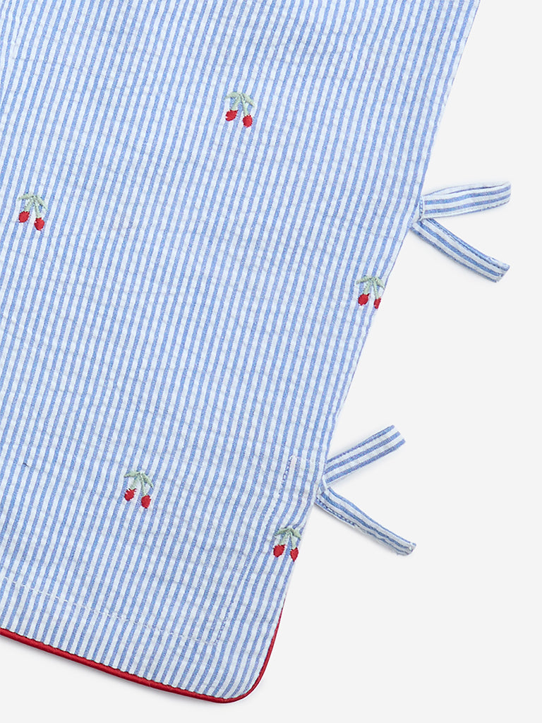 HOP Kids Light Blue Striped High-Rise Cotton Pants