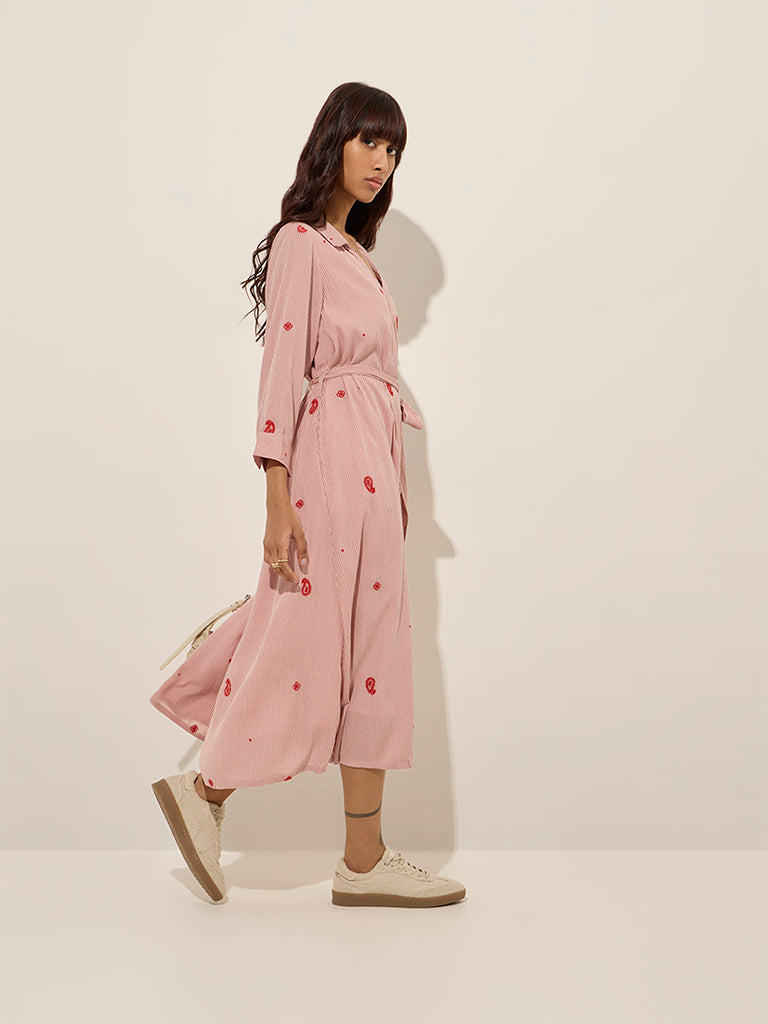 pink paisley shirt dress Sonoma Shirt Dress Plus size 2X Floral Casual Pink Paisley Lounge Elastic Waist