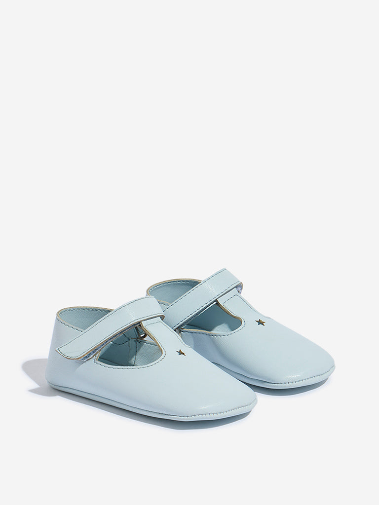 Westside Yellow Kids Light Blue Cut-Out Detailed Shoes for Casual Wear Front View
