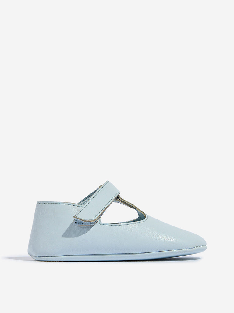 Westside Yellow Kids Light Blue Cut-Out Detailed Shoes for Casual Wear Side View