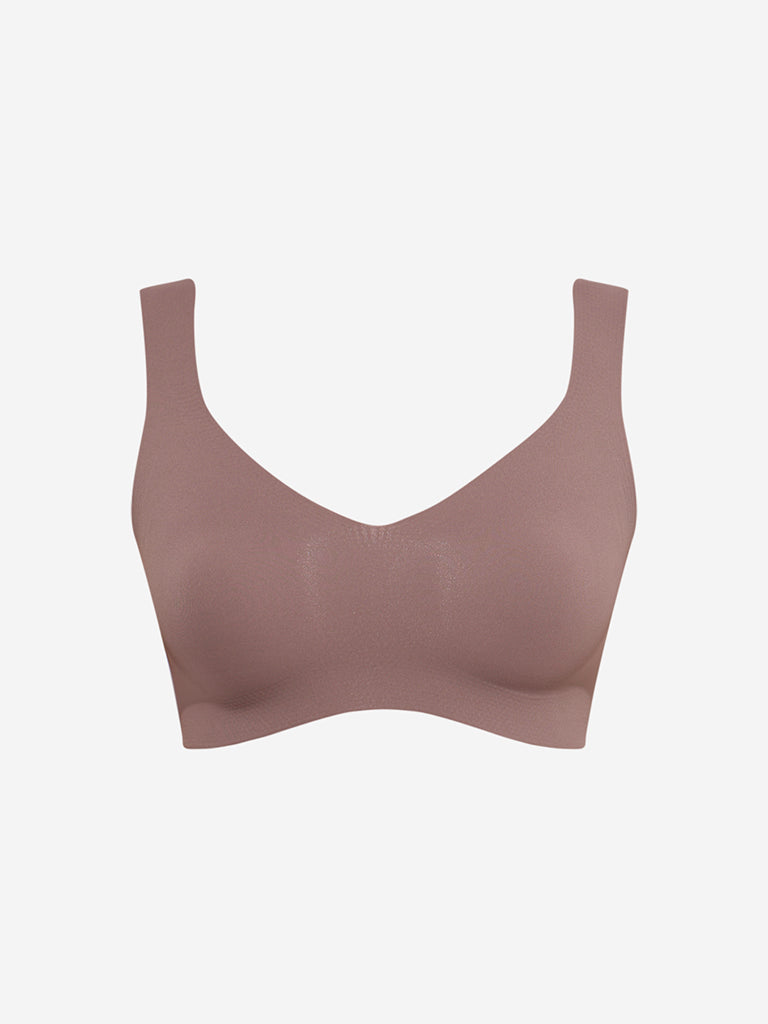Westside Wunderlove Women's Brown Invisible Padded Bra for Casual Wear Flatlay Front View