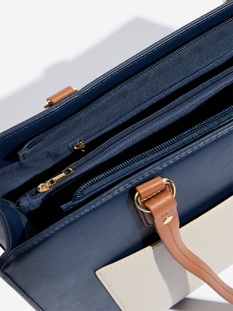 Westside Navy Colour Block Shoulder Bag