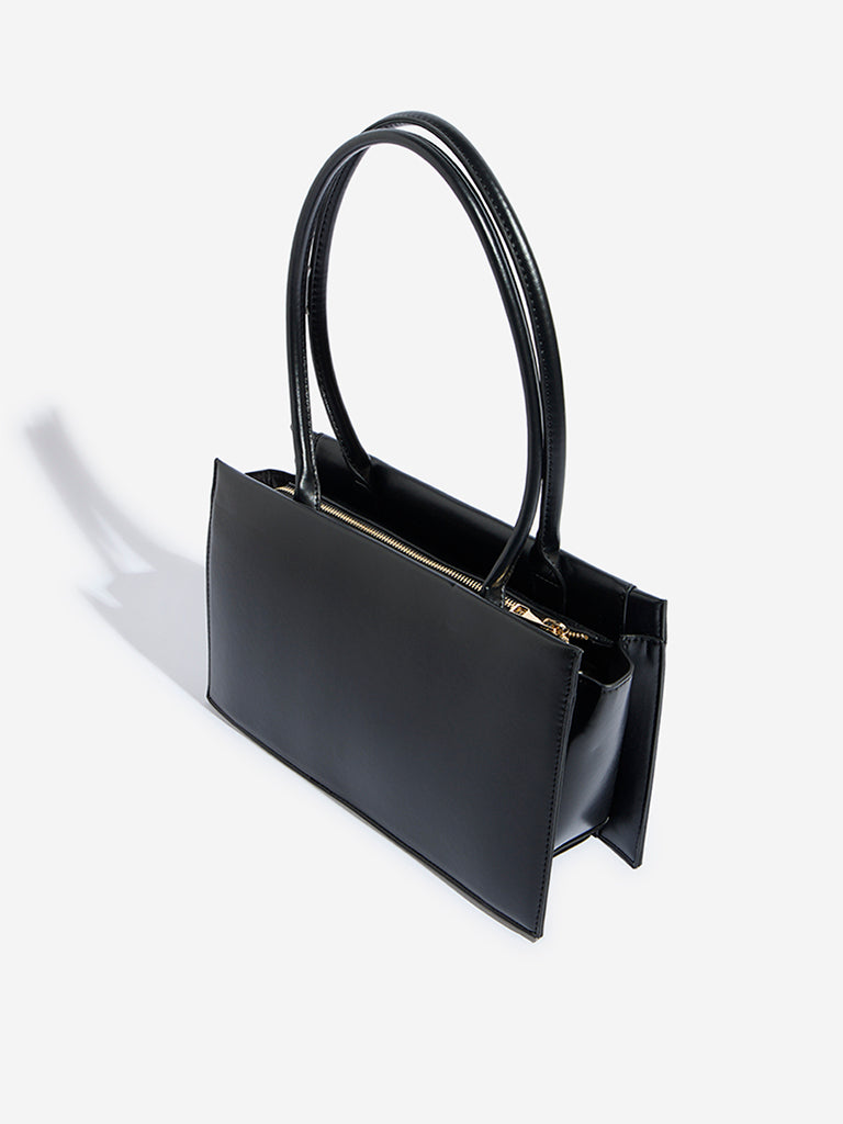 Westside Black Faux Leather Shoulder Bag
