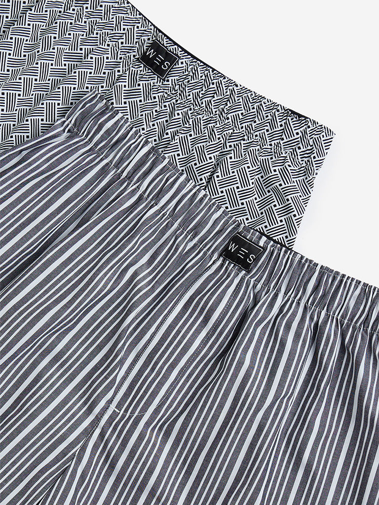 WES Lounge Black Cotton Boxers - Pack of 2