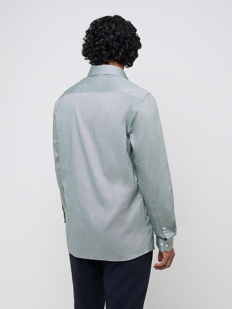 WES Formals Green Slim-Fit Cotton Shirt