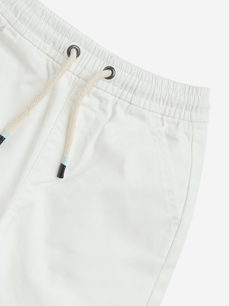HOP Kids Off-White Mid-Rise Cotton-Blend Shorts
