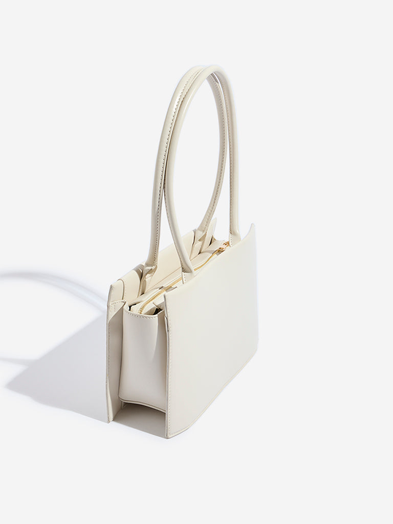 Westside Beige Faux Leather Shoulder Bag