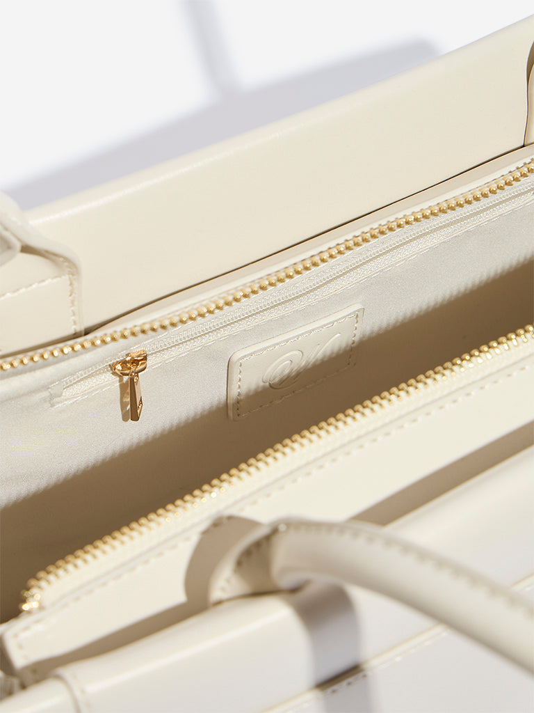 Westside Beige Faux Leather Shoulder Bag