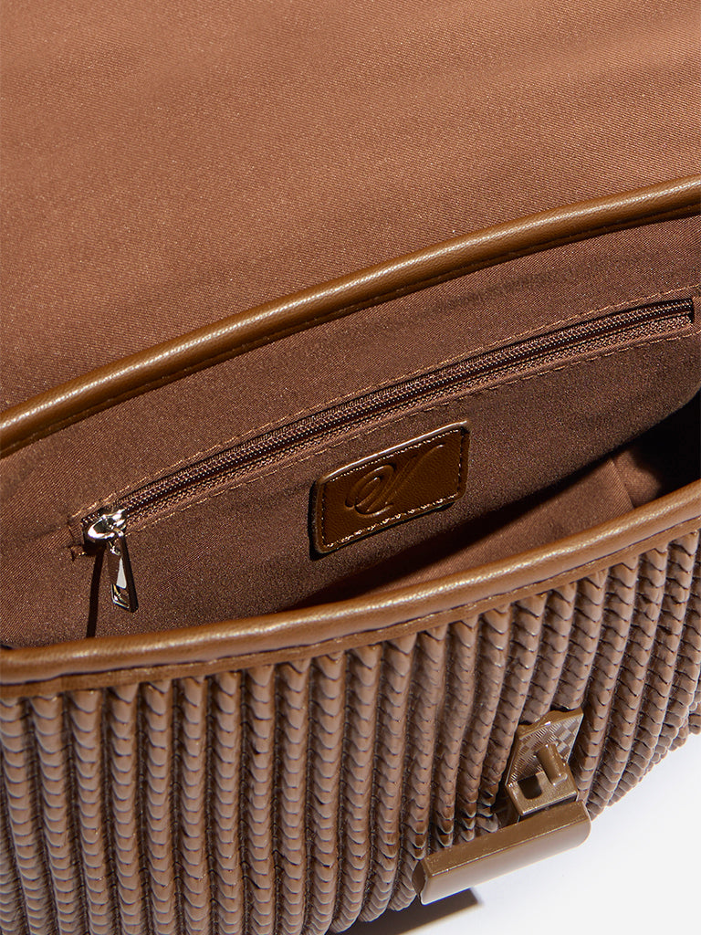 Westside Brown Woven-Textured Sling Bag