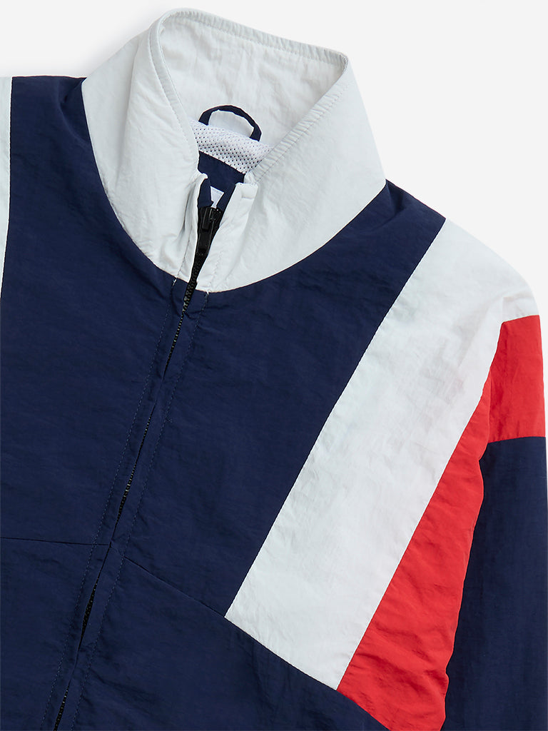 Westside Y&F Boy's Navy Colour-Blocked Jacket for Casual Wear Zoomed View