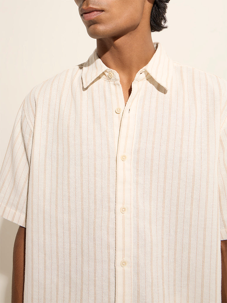 ETA Off-White Striped Relaxed-Fit Cotton Shirt