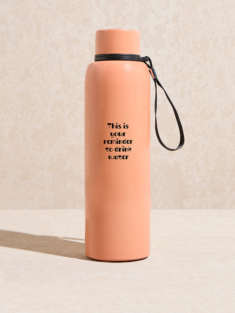 Westside Home Peach Typographic Print Water Bottle