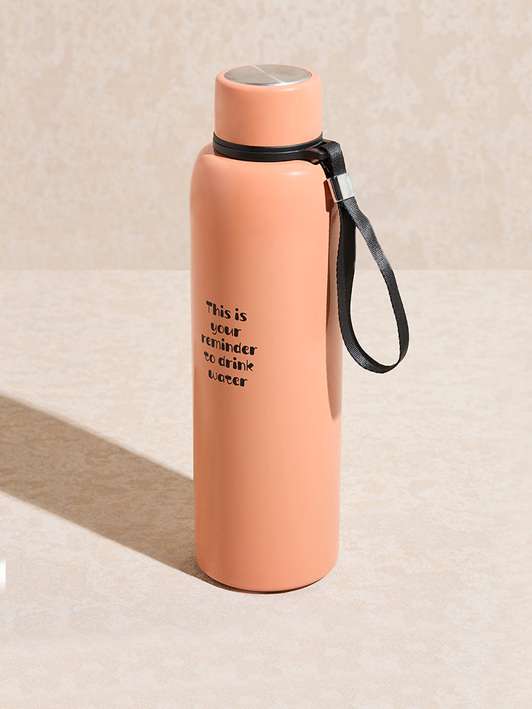 Westside Home Peach Typographic Print Water Bottle