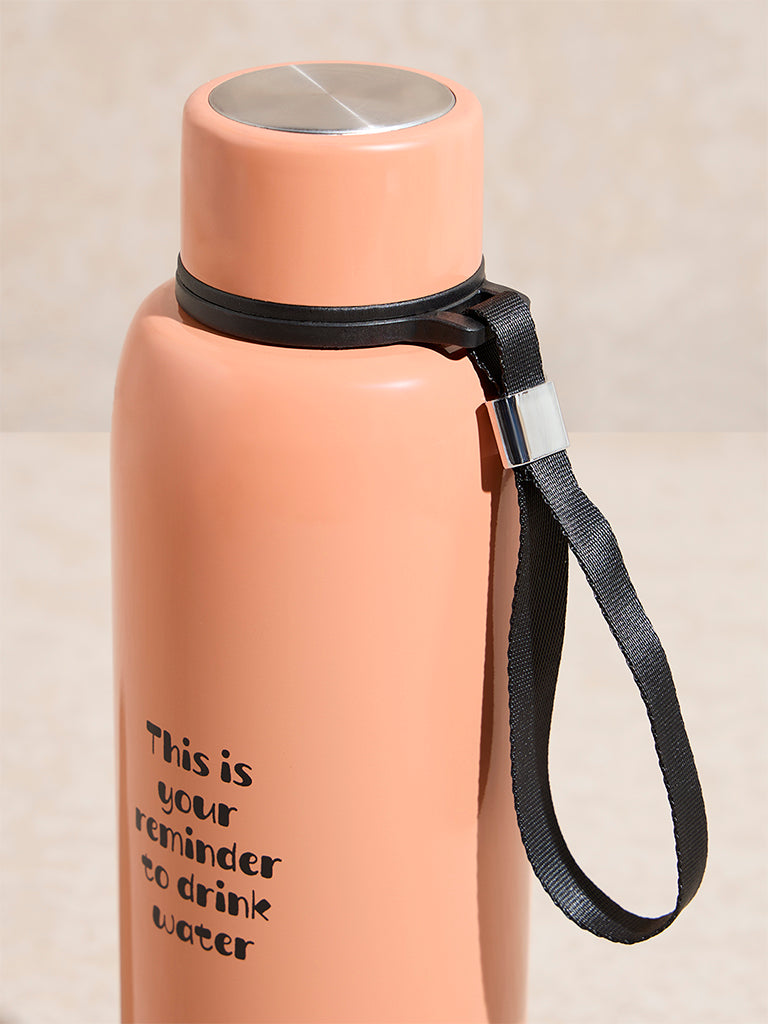 Westside Home Peach Typographic Print Water Bottle