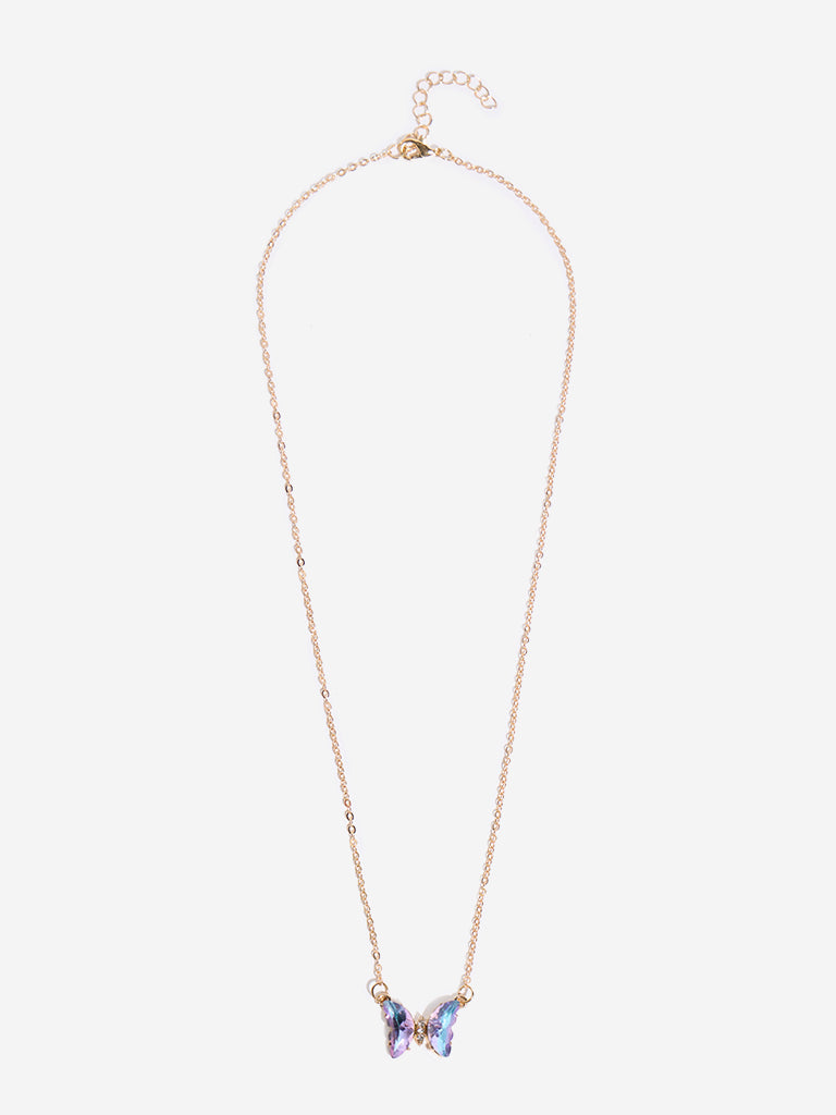 Westside Accessories Multicolour Stone Embellished Butterfly Necklace