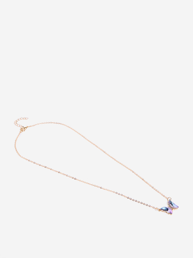 Westside Accessories Multicolour Stone Embellished Butterfly Necklace