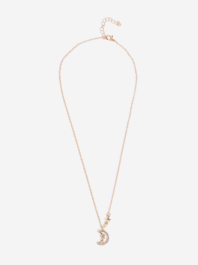 Westside Accessories Gold Star Moon Pendant Necklace